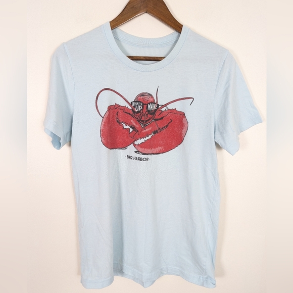 VINTAGE Light Blue Retro "What's Up Maine" Bad Harbor Lobster Sunglasses Tee - Picture 5 of 5
